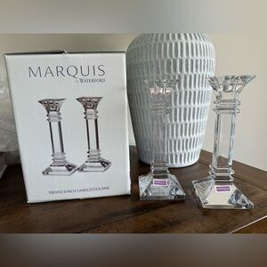 Marquis by Waterford Treviso 8-Inch Pillar Candlesticks Pair